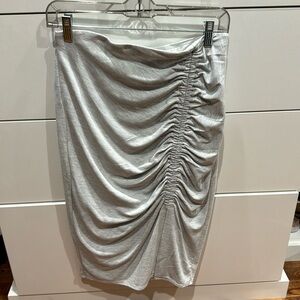 Xpress midi skirt with side rushing  and slit size small new with tags